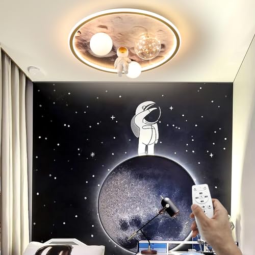 HMAKGG Deckenlampe mit Fernbedienung LED Kinderlampe Astronaut Deckenleuchte für Jungen Mädchen Dimmbar 3000K-6500K 68W, Memory Funktion Kinderlampe für Kinderzimmer Schlafzimmer