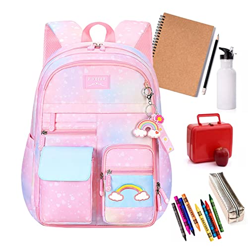 Rainbow Backpack for Girls in Middle School,Regenbogen-Rucksack für Mädchen in der Mittelschule, Regenbogen-Mädchen, Kinder, Schultaschen, Grundschule, Junior High University, Schultasche, Büchertasch