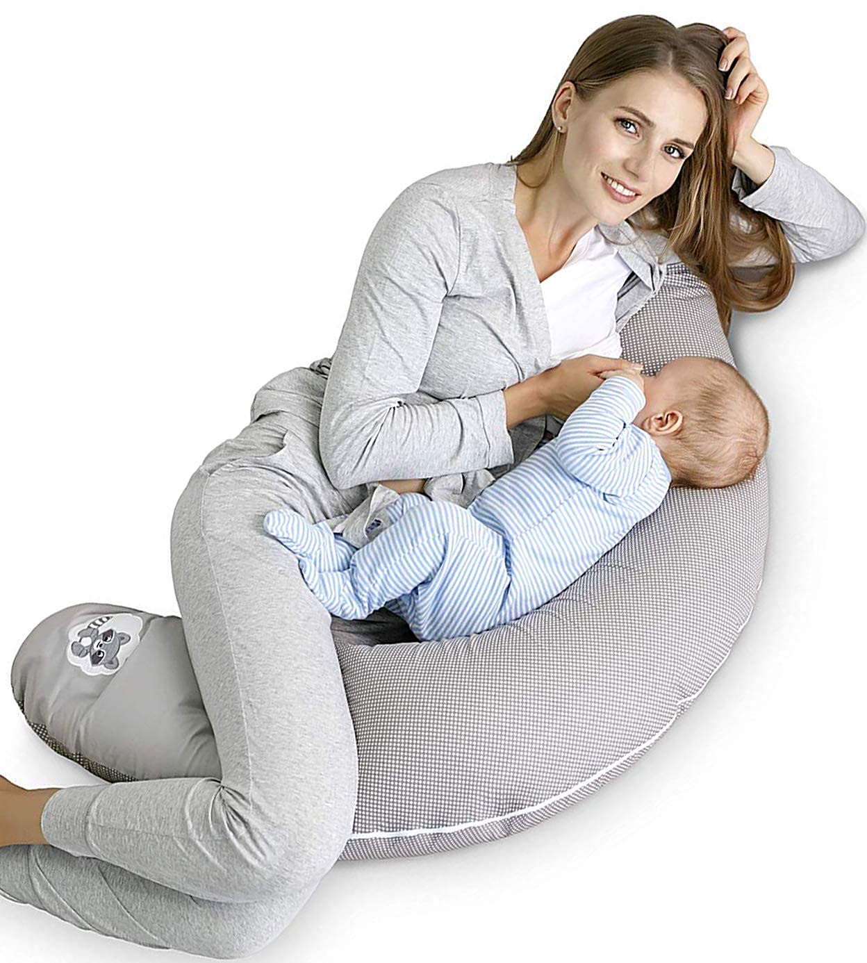 sei Design Stillkissen 170x30 cm ergonomisch | Schwangerschaftskissen Seitenschläferkissen Komfortkissen Erwachsene | Babynestchen Neugeborene Baby Kissen mit Bezug 100% Baumwolle