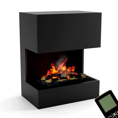 GLOW FIRE Kästner Elektrokamin Opti Myst Cassette 500, 3D Wasserdampf Feuer, elektrischer Standkamin mit Fernbedienung | Regelbarer Flammeneffekt, 70 cm, Weiß