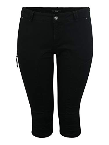 Zizzi Damen Capri Jeans 3/4 Caprihose mit Stretch Hose Große Größen -Schwarz-46