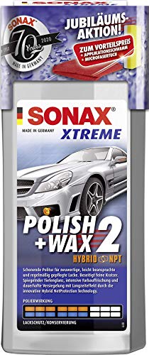 SONAX XTREME Polish+Wax 2 AktionsSet 70 Jahre (500 ml) inkl. gratis Applikationsschwamm und Mikrofasertuch | Art-Nr. 02078410