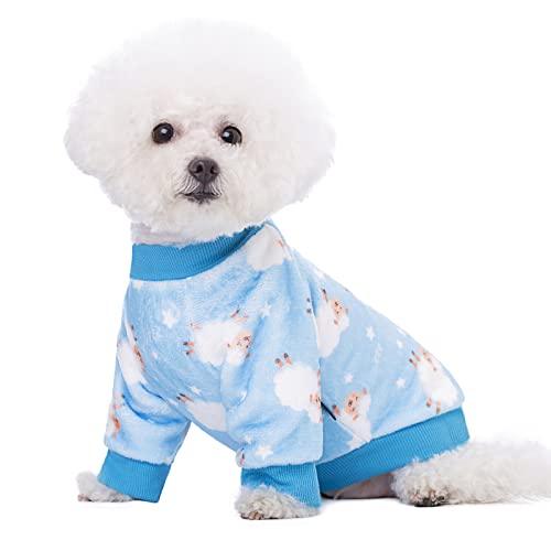 Miaododo Dicke Hundekleidung für kleine Hunde, Flanell, Welpen, Hunde, Kapuzenpullover, schönes blaues Schaf-Druck, Haustier-Sweatshirt, Hunde-Outfit, Katzenbekleidung (XXL, blau)
