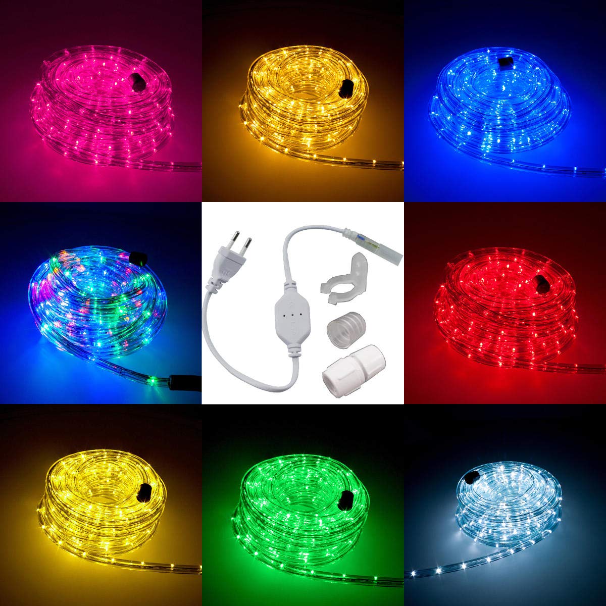 LED Lichtschlauch Komplett Set mit Zubehör Lichterkette Beleuchtung Grün Rot Warmweiß Blau RGB 5 Meter bis 100 Meter F3 LED für Drinnen/Draußen Weinachten Beleuchtung Dekoration Lichterschlauch