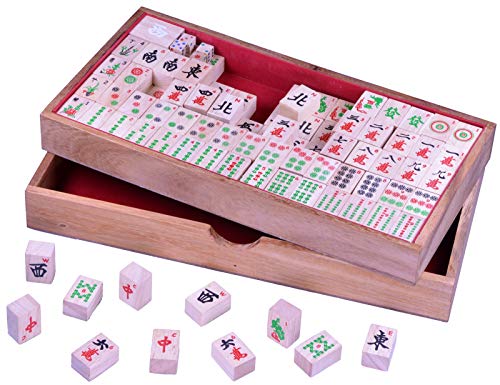 LOGOPLAY Mayong - Mahjong - Mah Jongg - Mahjongg - Legespiel - Gesellschaftsspiel aus Holz mit 144 Spielsteinen