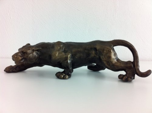 Panther Panter Skulptur Puma Deko Gusseisen Bronze-Optik Leopard Statue 41cm !!! Jaguar