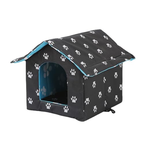 Leadthin Outdoor Pet House Folding Pet House with Zipper Wear Resistant Waterproof Reusable Indoor Outdoor Cat Shelter Pet Tent Nest Cat Dog House Black M