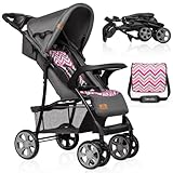 Lionelo Emma Plus Kinderwagen Kindersportwagen leicht modern klein Buggy mit Liegeposition zusammenklappbar (Pink Scandi)