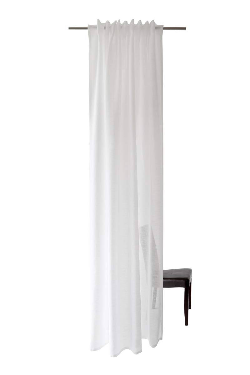 Homing transparenter Vorhang Uni Gardine Weiß einfarbig | Wohnzimmer Schlafzimmer Küche Kinderzimmer | Dekostoff (1Stück) 245 x 140 cm(HxB)