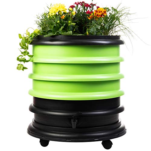 WormBox : Wurmkomposter Wurmfarm mit 3 Schalen Grün + Pflanzgefäß - 56 Liter