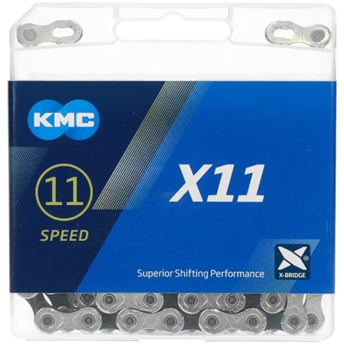KMC Unisex - Erwachsene X11 11-Fach Kette 1/2" x11/128, 114 Glieder, Silber-schwarz