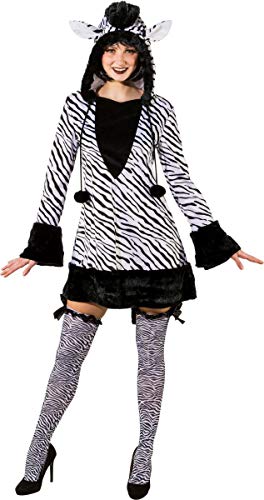 Orlob Fasching Kostüm Damen Zebra Kleid mit Kapuze (42/44)