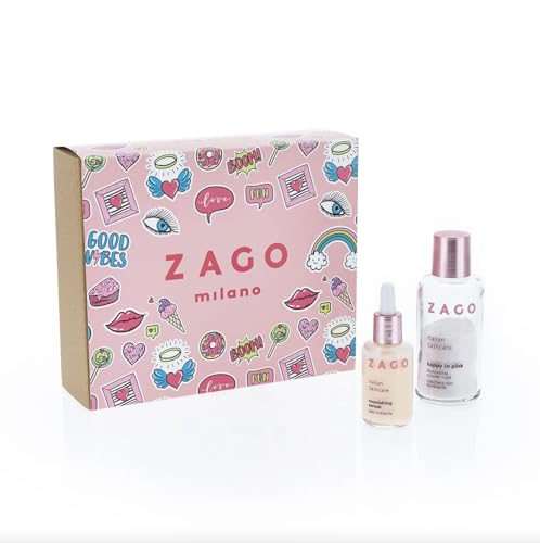 Zago Milano Glow Kit Special Box, Geschenkbox, Aufheller, Happy In Pink, 60 g + Serum mit pflegendem Öl 30 ml