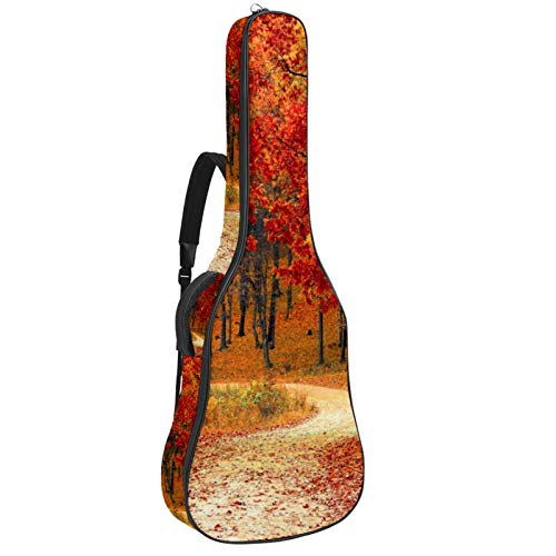 Gitarren-Gigbag, wasserdicht, Reißverschluss, weich, für Bassgitarre, Akustik- und klassische Folk-Gitarre, Herbst-Orange Natur