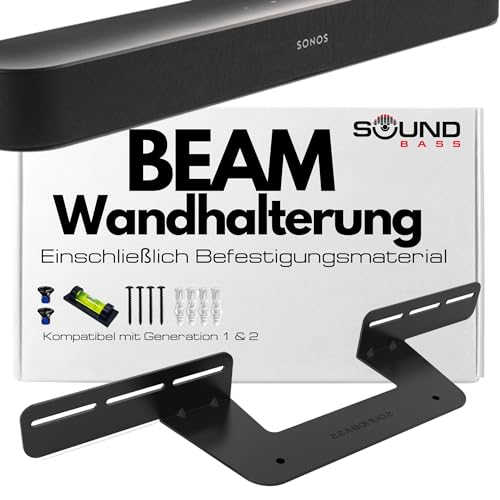 Sonos Beam-Wandhalterung, Schwarz, Inklusive Montage-Hardware-Kit zum Aufhängen der Soundbar, in Großbritannien von Soundbass entworfen