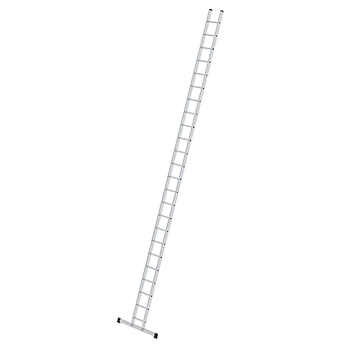 PROREGAL Sprossen-Anlegeleiter 350 mm breit mit Standard-Traverse | 24 Sprossen | Leiter, Teleskopleiter, Trittleiter, Bockleiter, Sprossen-Doppelleiter