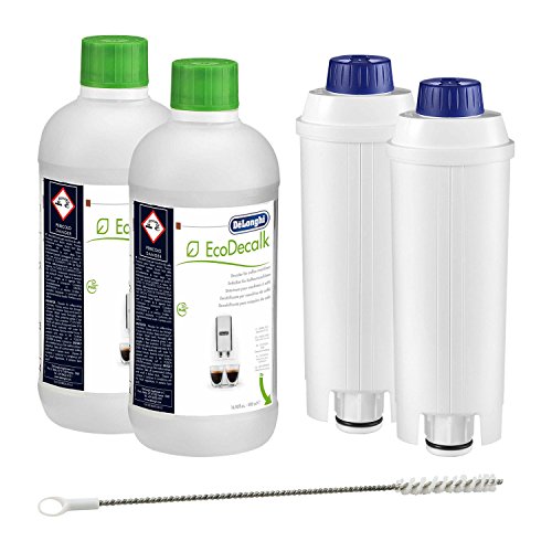 2x DELONGHI EcoDecalk Entkalker + 2x DELONGHI Wasserfilter DLS C002 + 1x DELONGHI Reinigungsbürste (Pipe Cleaner)