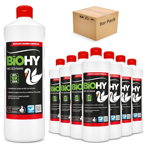 BiOHY WC-Schwan (9x750ml Flasche) | Glanz-Kraft-Gel für hygienische Sauberkeit bis unter den Rand | angenehmer, langanhaltender Frische-Duft | Beugt Kalk und Urinstein vor