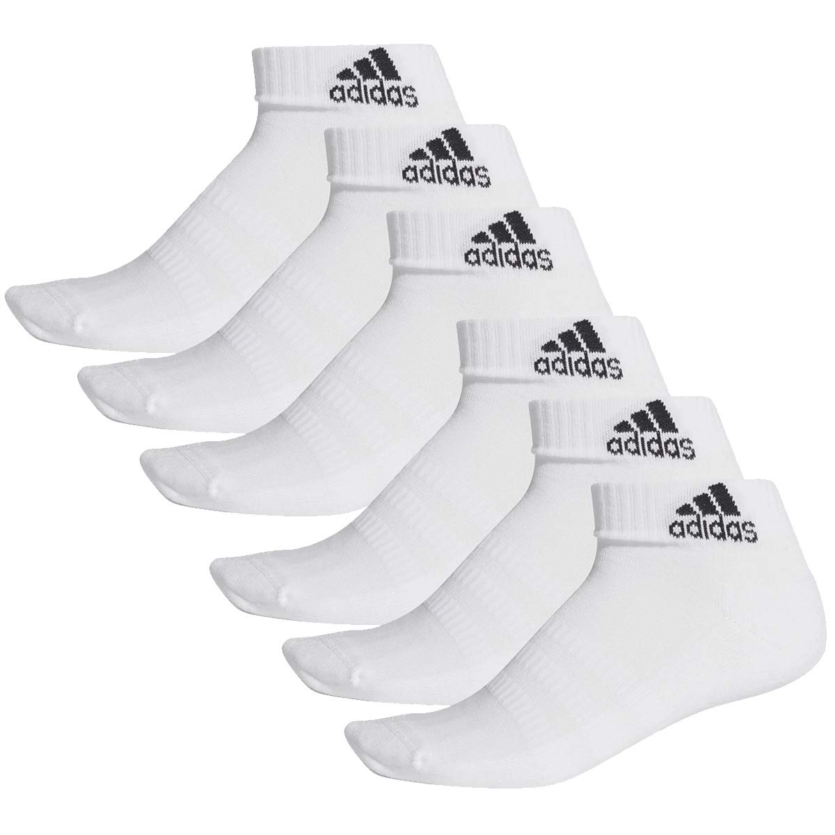 adidas Ankle/Quarter Socken Unisex Kurzsocke Knöchelsocke 6 Paar, Farbe:White, Socken & Strümpfe:43-45