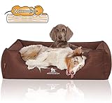 Knuffelwuff Orthopädisches Hundebett Wippo aus Velours mit Handwebcharakter XL 105 x 75cm Braun - abnehmbarer Bezug - waschbar - für große, mittelgroße und kleine Hunde
