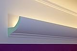 BENDU LED-Lichtvouten-Profile DBKL-75-PR für indirekte Beleuchtung Decke | 75x90mm BxH | Stuckleisten aus Hartschaum XPS | Wand-Leisten stabil, feinporig und feuchtraumtauglich