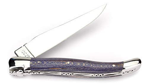 Laguiole en Aubrac Taschenmesser L0212KBIF 12 cm Messer, Griff blaue Platane, Backen und Klinge glänzend