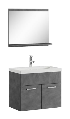 Badplaats B.V. Badezimmer Badmöbel Set Montreal 02 60cm Waschbecken Matera - Unterschrank Waschtisch Spiegel Möbel