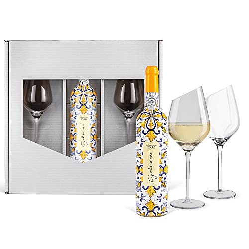 Galharda Branco - der 'galante' Weißwein aus dem Douro-Tal (0,75 l) im Set mit 2 stilvollen Weiß-Weingläsern (original Wertmann)