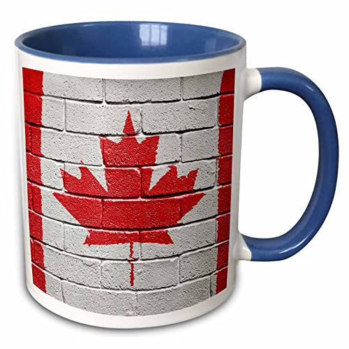 3dRose Kanada kanadische Flagge an Ziegelmauer Nationalland Tasse, Keramik, blau, 1 Count (Pack of 1)