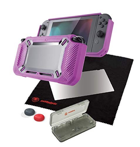 snakebyte Switch TOUGH:KIT - strawberry pink - harte Schutzhülle - H9 Glas - Screen Protector - Reinigungstuch - Analog Control Caps - Tough Case - Game Case - für Nintendo Switch