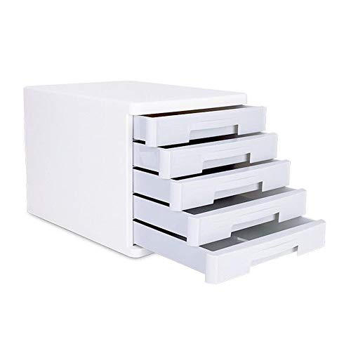 QinWenYan Schreibtisch-Schubladenschrank, 5-lagige Schublade, Aktenschrank, Bürobox, Aktenschrank, Aktenaufbewahrung, Organizer, Aktenschrank (Farbe: Weiß, Größe: 26,7 x 33,7 x 24,5 cm)