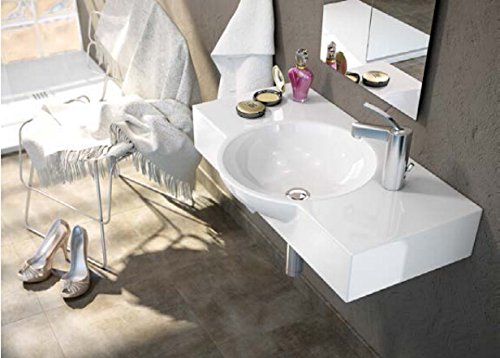 Art-of-Baan® - Großes Design Waschbecken Hotel mit Ablage und Lotus Effekt 700x430x120mm, Hochglanz weiß (Bemus)