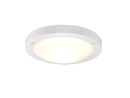 LED Bad Deckenleuchte rund Ø 31,5cm in Weiß mit Glas Opal Weiß matt, IP44 - Badlampen