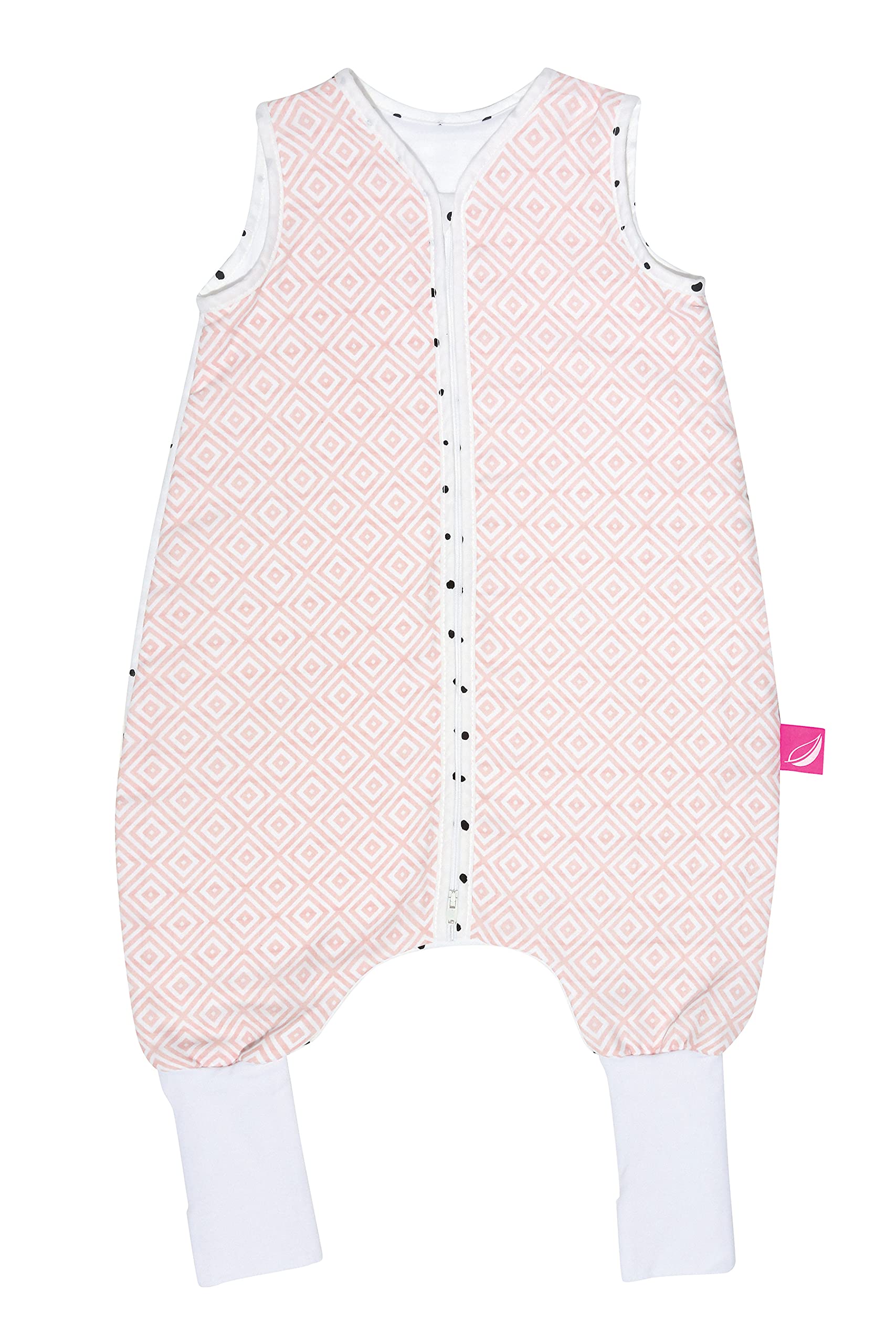 Babyschlafsack mit Beinen Frühling/Sommer aus Baumwolle von Motherhood - kuscheliger Babyschlafsack Öko Tex Standard, Klasse 1, Größe: 1-1,5 Jahre, Quadrate apricot