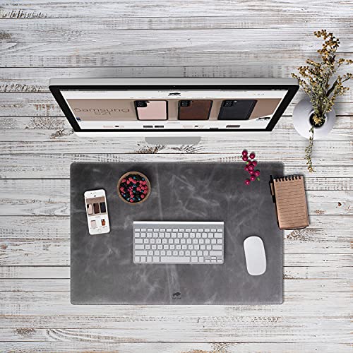 Solo Pelle Hochwertige Schreibtischunterlage Leder für Bürotisch - handgefertigte Schreibunterlage aus Leder - Edel Schreibtisch Unterlage (Steingrau, 33cm x 46cm)
