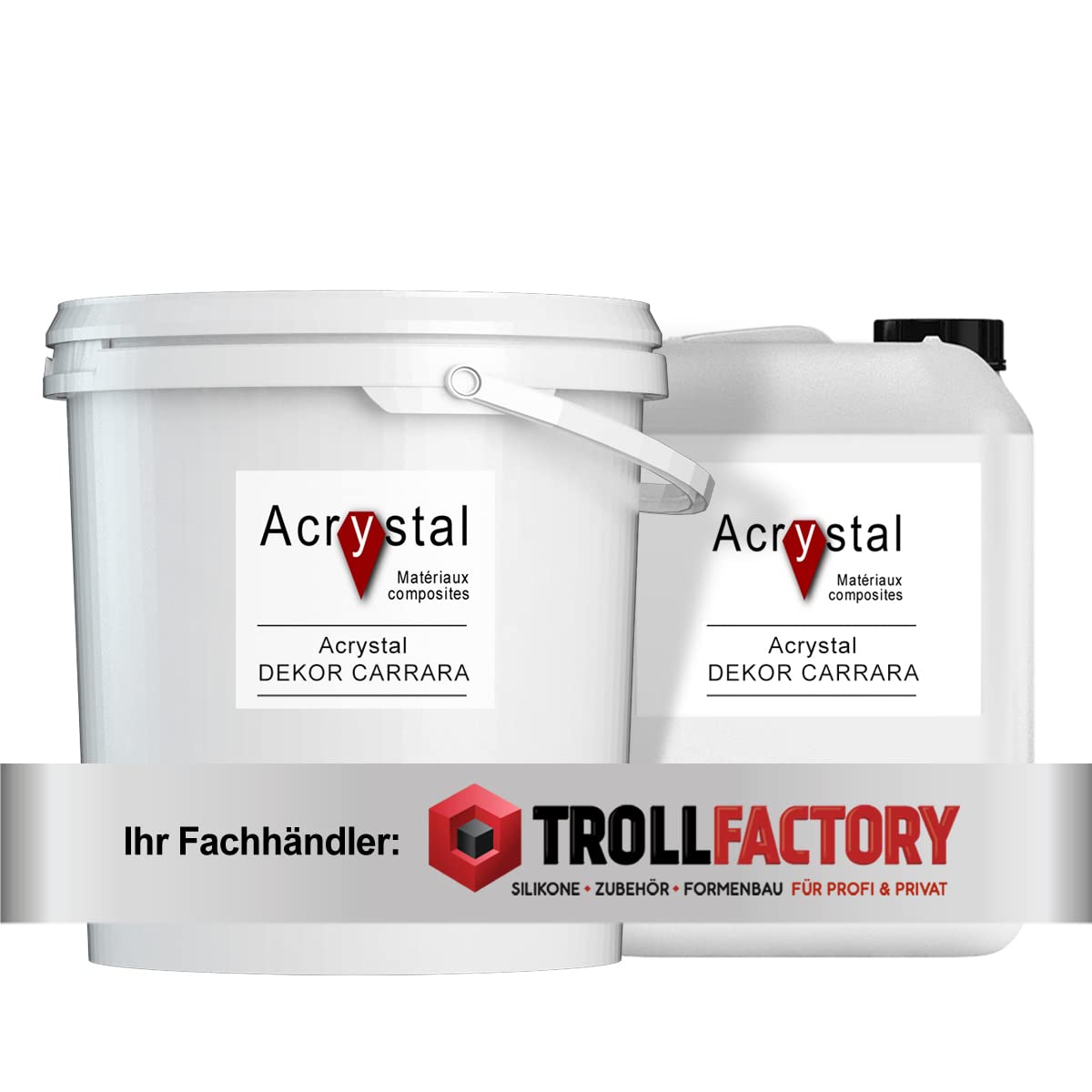 TFC Troll Factory ACRYSTAL Dekor Carrara Acrylharz auf Wasserbasis Set PRIMA + Carrara, (2,4 kg (2 kg + 0,4 kg))