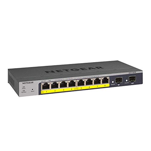 NETGEAR GS110TP 10-Port Gigabit Ethernet LAN PoE Switch Smart Managed Pro (mit 8x PoE+ 55W, 2x 1G-SFP, Desktop- oder Wand-Montage mit ProSAFE Lifetime-Garantie)