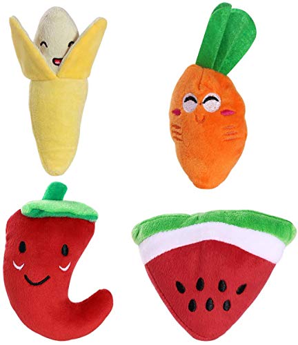 Flyinghedwig 4 Packungen Spielzeug für Hunde und Welpen (Karotte + Wassermelone + Banane + Pfeffer)