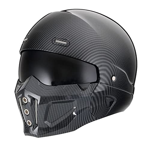 Woljay Offener Helm Integralhelm Motorradhelm Modulare Helme für Unisex-Adult Straße Fahrrad Kreuzer Roller DOT ECE genehmigt (X-Large,Glanz Kohlefaser)