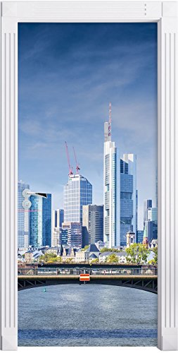 Stil.Zeit Möbel Skyline von Frankfurt am Main als Türtapete, Format: 200x90cm, Türbild, Türaufkleber, Tür Deko, Türsticker