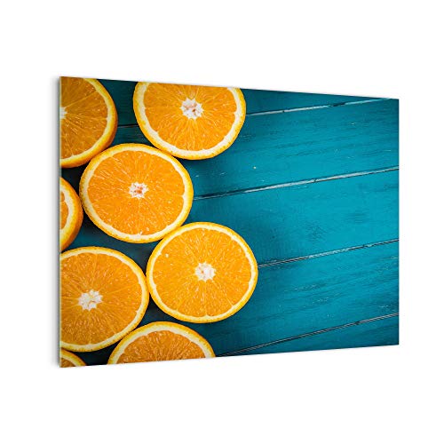 DekoGlas Küchenrückwand 'Orangen auf Holz' in div. Größen, Glas-Rückwand, Wandpaneele, Spritzschutz & Fliesenspiegel