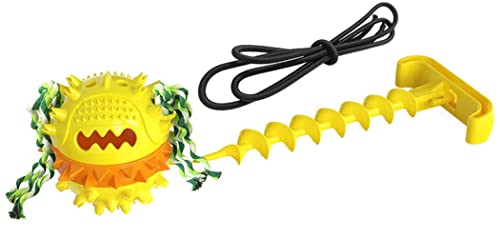 Hundespielzeug mit elastischem Seil für aggressive Kauer, Quietschspielzeug, Leckerbissen, Spielzeug für Hunde, Gelb