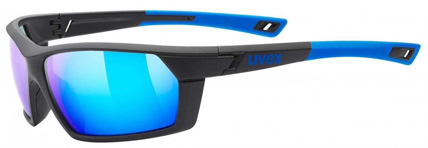 uvex Sportstyle 225 Sportbrille (2416 black/blue mat, mirror blue (S3))