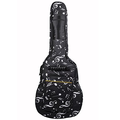 JIAN YA NA Water-resistant Oxford Tuch Musik Symbol Muster Dual Verstellbarer Schultergurt Akustikgitarre Gig Bag 5mm Polsterung Rucksack Für 39 "& 40" & 41-Zoll Akustische Gitarre