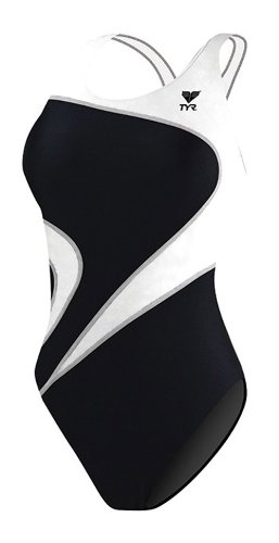 TYR Damen Schwimmanzug Alliance T Splice, black/white, 44, EMALIT7A06040