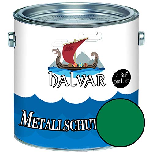 Halvar Metallschutzlack SEIDENMATT Grün RAL 6000-6037 Metallfarbe besonders robuster Kunstharzlack Wetterbeständig & perfekter Langzeitschutz Metall (1 L, RAL 6029 Minzgrün)