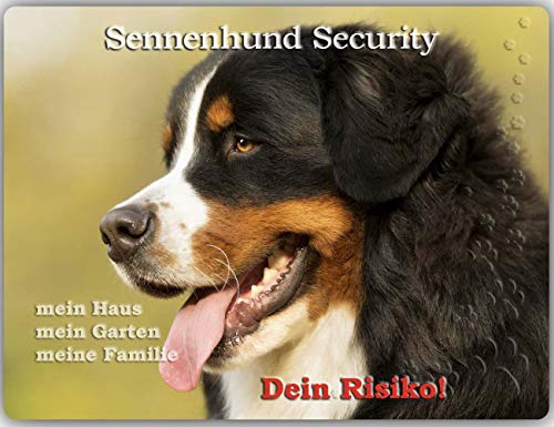 Merchandise for Fans Warnschild - Schild aus Aluminium 30x40cm - Motiv: Berner Sennenhund Security (02)