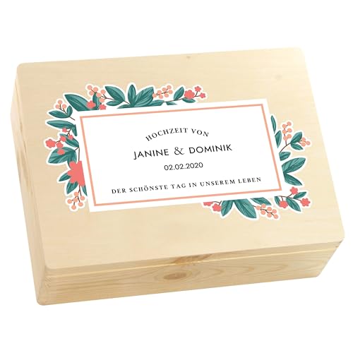 LAUBLUST Geschenkbox Hochzeit - Beeren Motiv - Personalisiertes Hochzeitsgeschenk - ca. 40x30x14 cm, Natur, FSC®