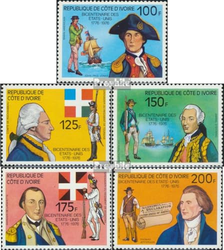 Prophila Collection Elfenbeinküste 497-501 (kompl.Ausg.) postfrisch ** MNH 1976 Unabhängigkeit der USA (Briefmarken für Sammler) Seefahrt/Schiffe