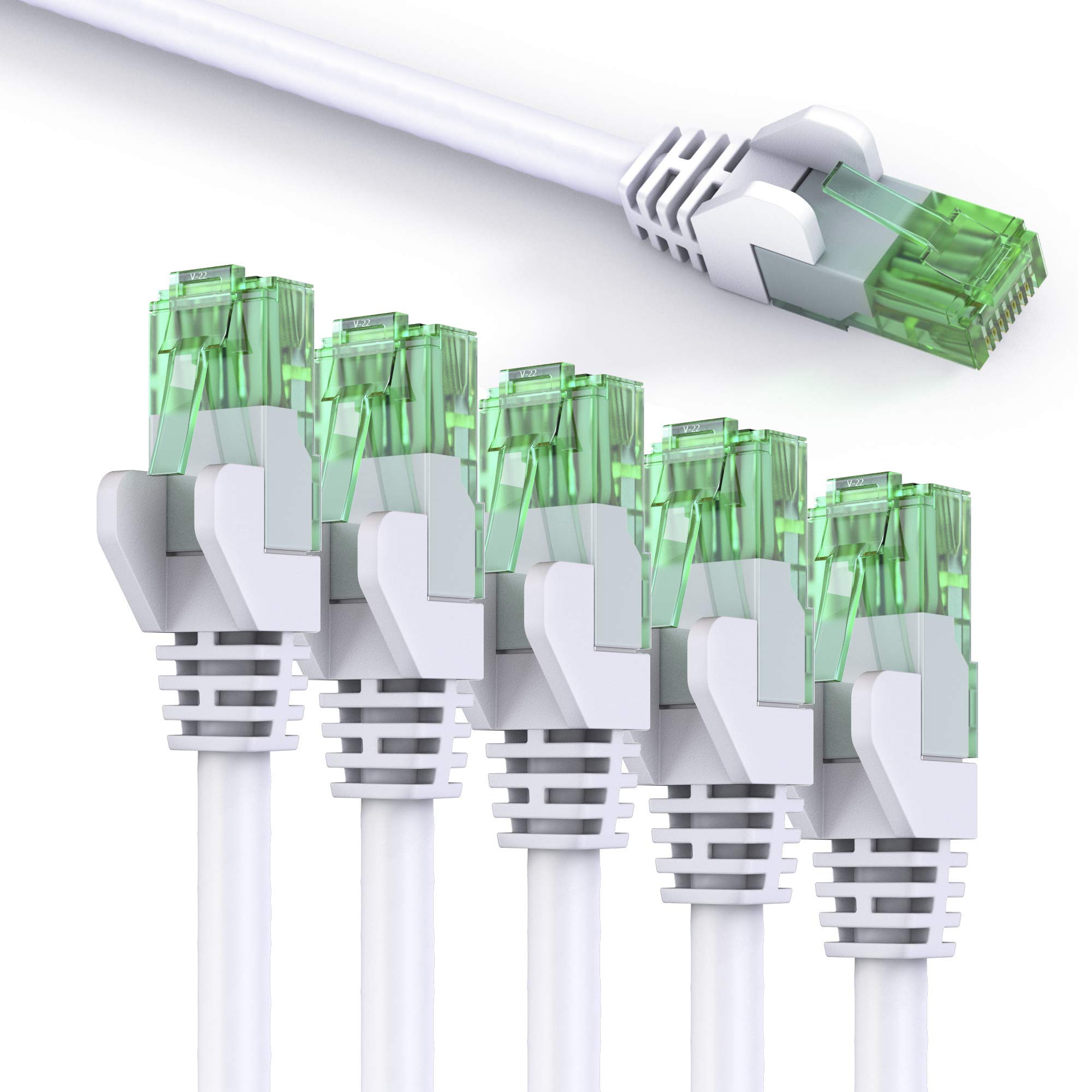 conecto CC50408 Patchkabel CAT.5e (UTP) Netzwerkkabel Ethernetkabel LAN Kabel Cat5 RJ45 Stecker 30m weiß (5er Set + 1x gratis!)